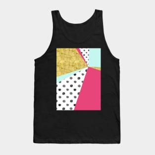 gold aqua pink dots color block abstract Tank Top